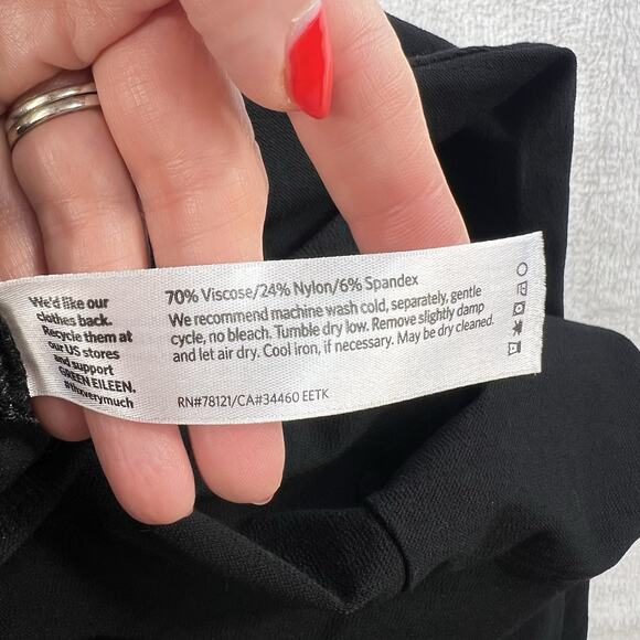 Eileen Fisher Woman’s L Stretch Crepe Ankle Pants Trousers Black Capsule System - Picture 6 of 12